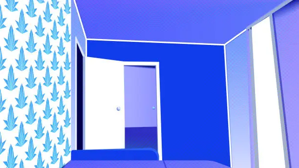 Vector illustration of Colorful minimalistic banner illustration - Room interior.