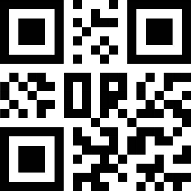 illustrazioni stock, clip art, cartoni animati e icone di tendenza di icona del codice qr. logo del codice di scansione nero, identificazione del codice a barre - coding qr code two dimensional shape bar code