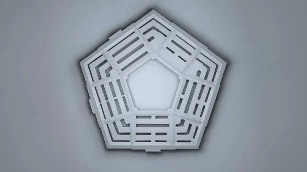 Simple Abstract Pentagon Overhead 3D Illustration