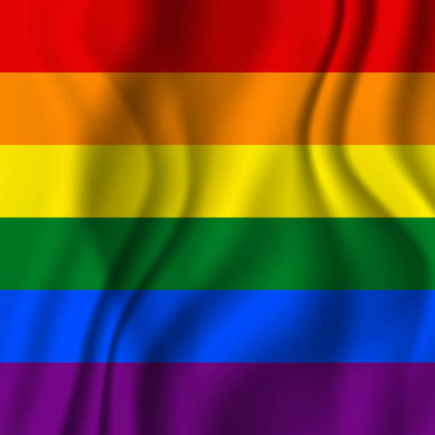 flagge lgbt quadratische nissen-symbol, abzeichen oder knopf. vorlagendesign, vektor-illustration. liebe gewinnt. lgbt-symbol in regenbogenfarben. gay stolz seide textil hintergrund - gay pride spectrum backgrounds textile stock-grafiken, -clipart, -cartoons und -symbole