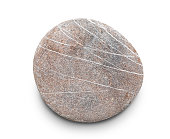 istock Pebble. Smooth red  sea stone isolated on white background with shadows, clipping path  for isolation without shadows on white 1359887259