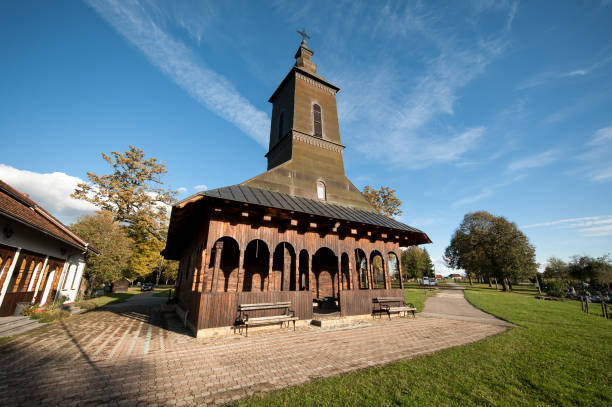The Church of the Holy Prophet Ijija in Maricka, Republika Srpska entity, BiH. Serbian Orthodox Church  made of wood. Orthodox christianity religion history temple