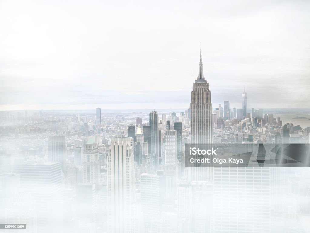 Foggy Manhattan New York City Stock Photo