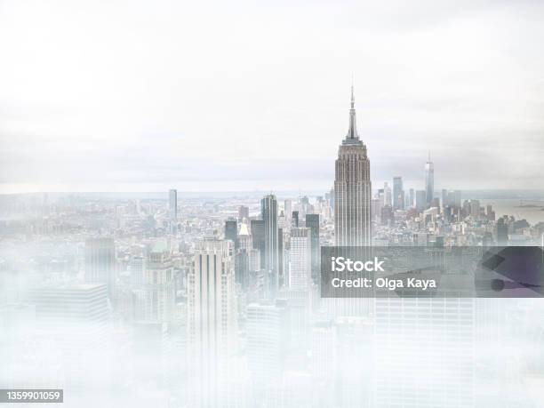Foggy Manhattan Stock Photo - Download Image Now - New York City, Luxury, Finance