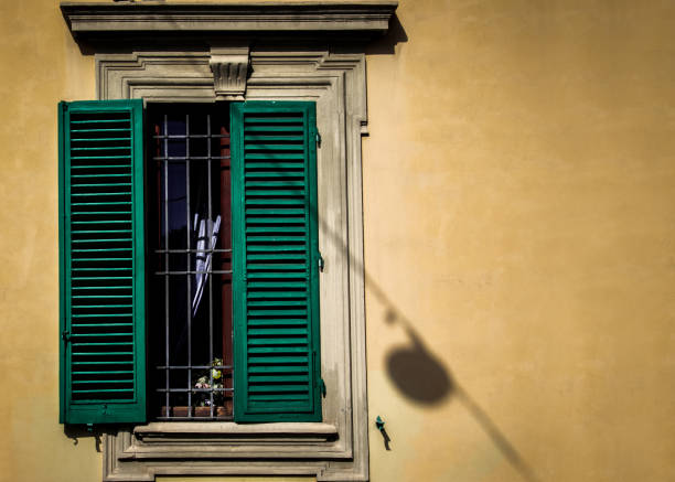 Wooden window shutters on a typical Italian house