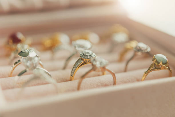 istock Jewelry diamond rings in box 1359907256