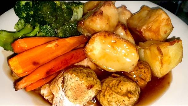 istock A horizontal image of a classic English roast dinner at Christmas 1359908482