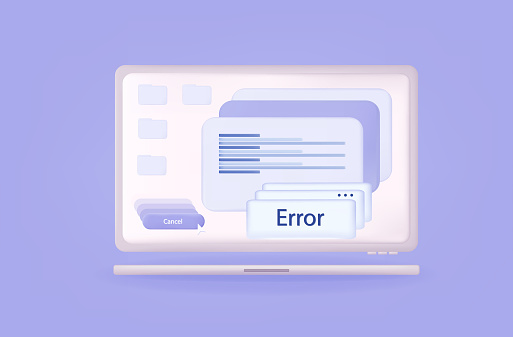 3d Modal Pop Up Window With Error Computer Crash Warning Popup ...