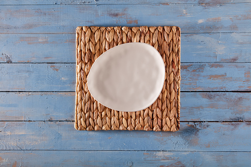 Empty Plate Over Wicker Place Mat