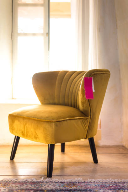 istock Home Decor: Plush Yellow Modern New Chair with Tags 1359910893