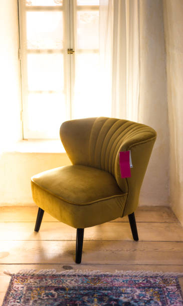 istock Home Decor: Plush Yellow Modern New Chair with Tags 1359910906