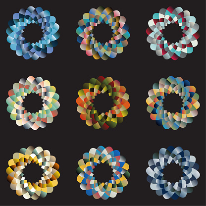 colorful mosaic ring mandala icon collection