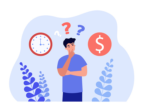 Man making choice between money and time