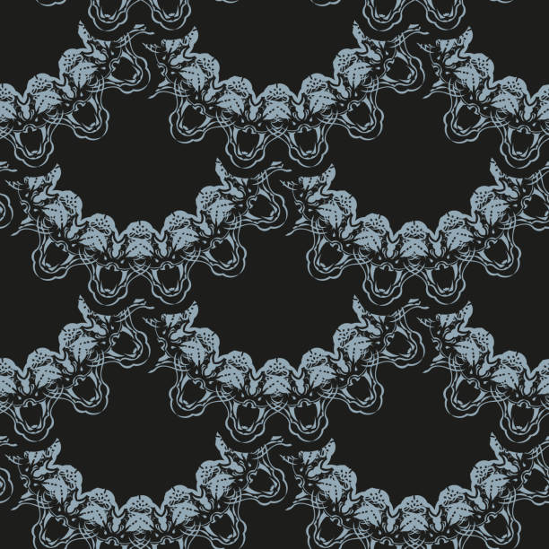 istock Wallpaper in a vintage style template. Graphic ornament for wallpaper, fabric, packaging, wrapping. Chinese blue and black abstract floral ornament. Vector illustration. 1359928668