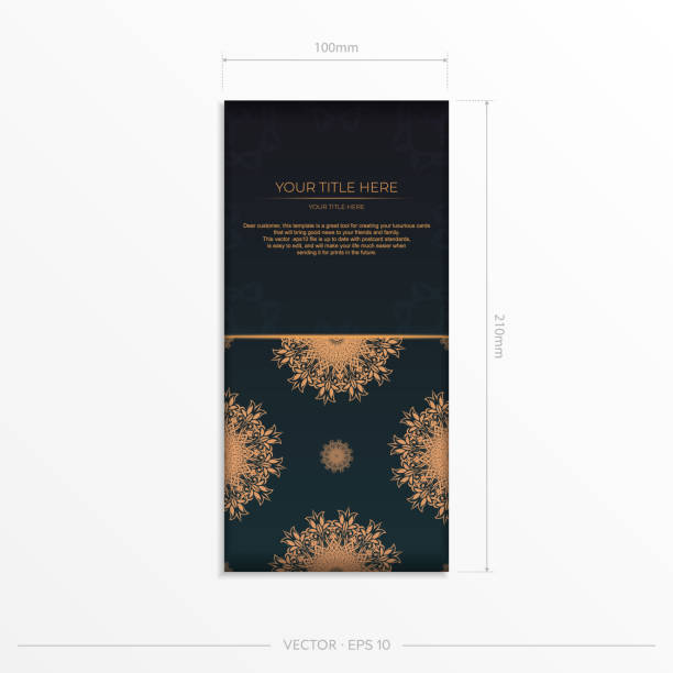 istock Dark green postcard template with white abstract ornament. Elegant and classic elements are great for decorating. Vector illustration. 1359931610