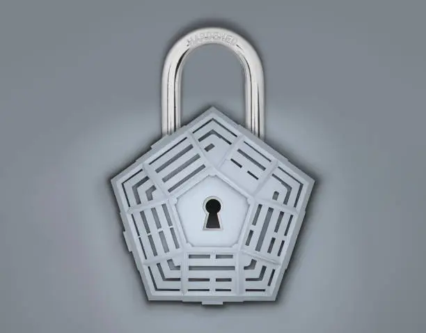 Pentagon Lock Security Defense Concept Illustration