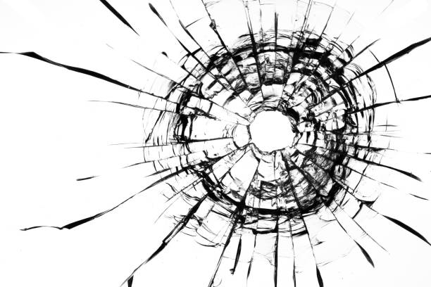 istock Collage Hole from a ball in the glass, cracks on a white background 1359942639