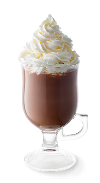 istock hot chocolate with whipped cream in glass cup isolated on white 1359942766
