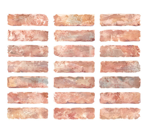 ilustrações, clipart, desenhos animados e ícones de imagem abstrata de tijolos. textura de aquarela. vetor. - brick wall paving stone brick wall