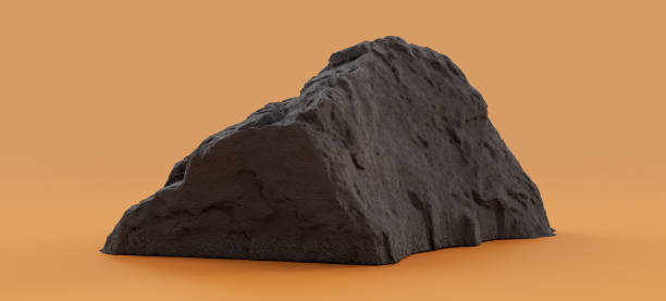 istock Isolated dark rocks in a yellow background for product displays with copy space, 3d Rendering 1359946717