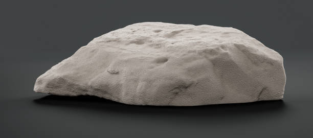 istock Single color white rocks in a flat grey color background for product displays with copy space, 3d Rendering 1359947145