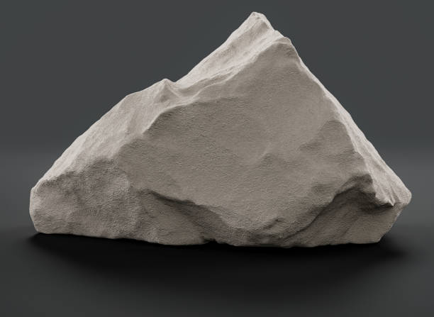 istock Single color white rocks in a flat grey color background for product displays with copy space, 3d Rendering 1359947162