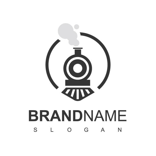 ilustrações de stock, clip art, desenhos animados e ícones de train logo design template, old transport symbol - steam engine