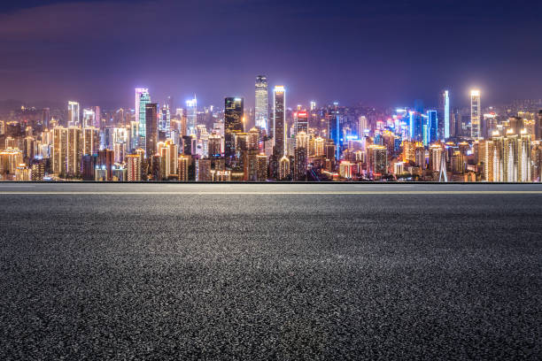 istock Panoramic skyline and modern buildings with empty road 1359951059