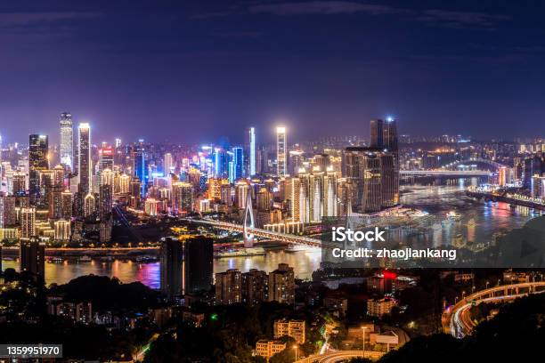 Panoramic Skyline And Modern Buildings In Chongqing At Night Stock Photo - Download Image Now