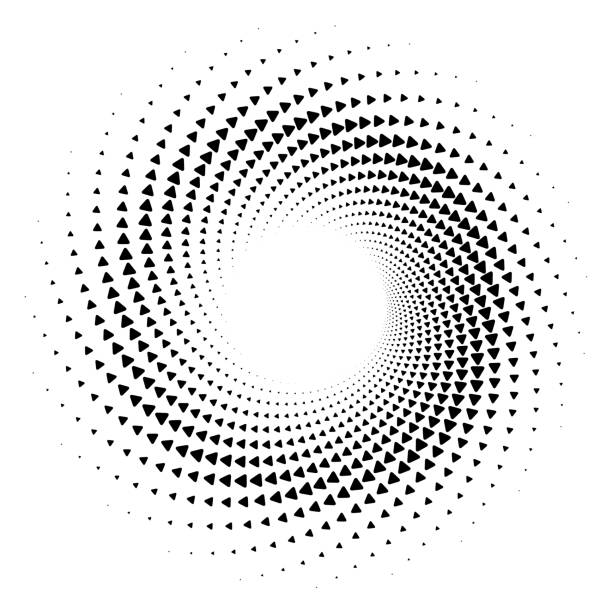 ilustrações, clipart, desenhos animados e ícones de expandindo o padrão de redemoinho de triângulos arredondados apontando em direção em espiral, em branco - abstract backgrounds spiral swirl