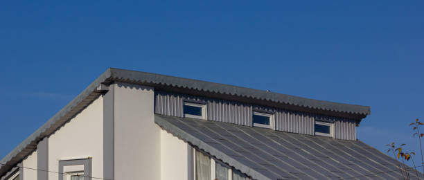 istock Roof metal sheets. Modern types of roofing materials 1359954590