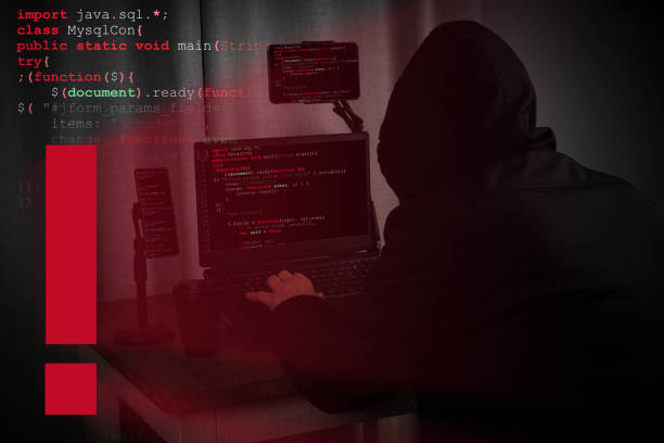 istock Blank screen template. Online piracy, fraud phishing, internet safety, web security, hacking, punishment for cyber crime 1359954858