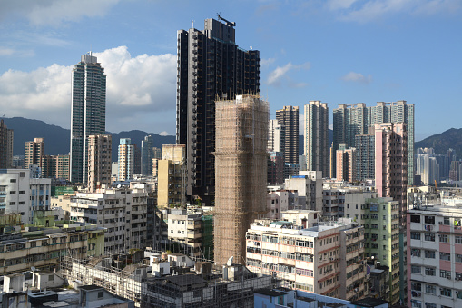 View of To Kwa Wan residential district, Kowloon peninsula, Hong Kong.