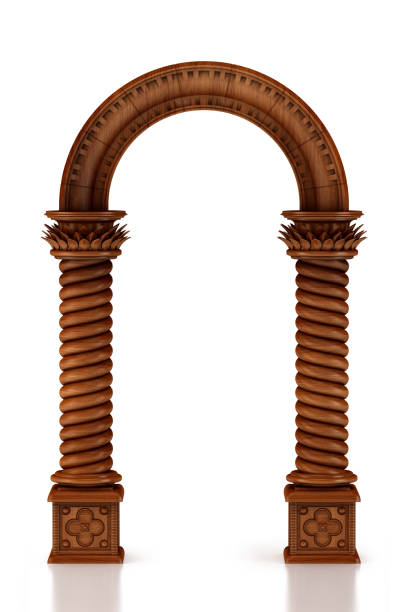 Classic wood arch concept (3d render) stock photo