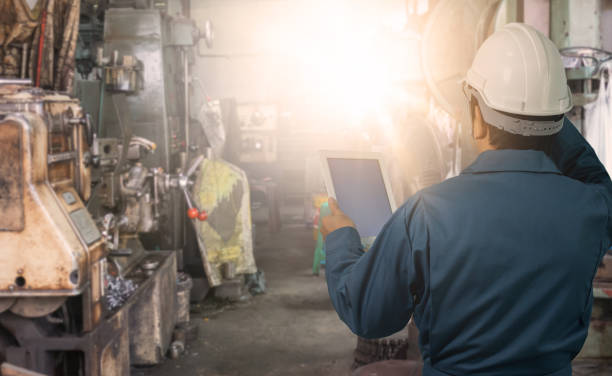 istock Professional men engineer worker skills quality, maintenance, training industry factory worker , warehouse Workshop for factory operators, mechanical engineering  production. 1359962135