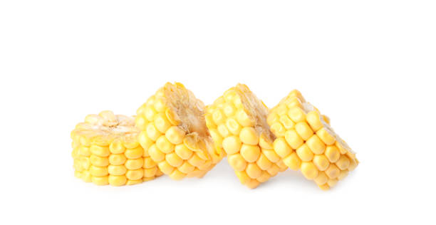 istock Pieces of ripe raw corn cob on white background 1359963077