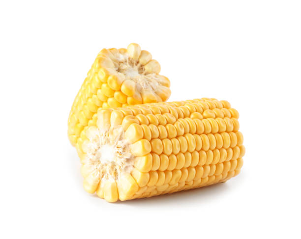 istock Pieces of ripe raw corn cob on white background 1359965339
