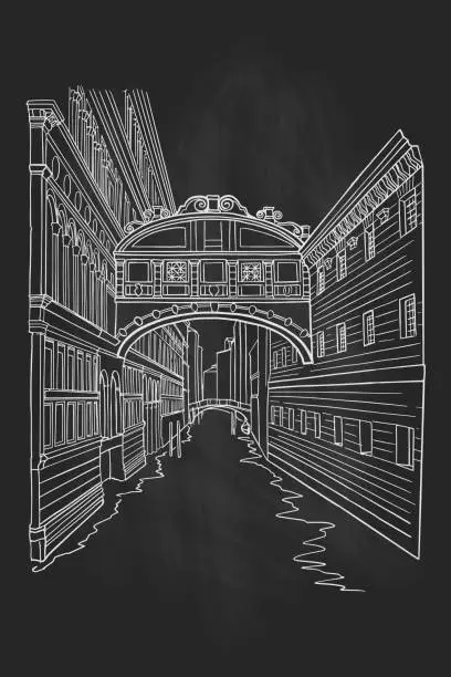 Vector illustration of Vector sketch of bridge of sighs ( ponte dei sospiri). Venice. Italy.