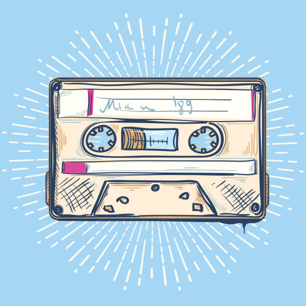 Croquis De Cassette Audio Musique Vintage Dessinée à La Main