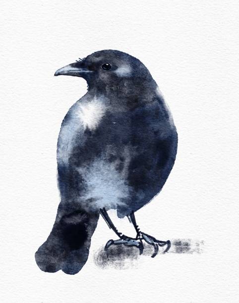 istock Watercolor Crow Raven Painting Illustration 1359971981