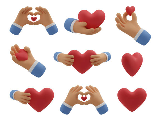 3d ikona ręce zestaw miłości - men suit holding human finger stock illustrations