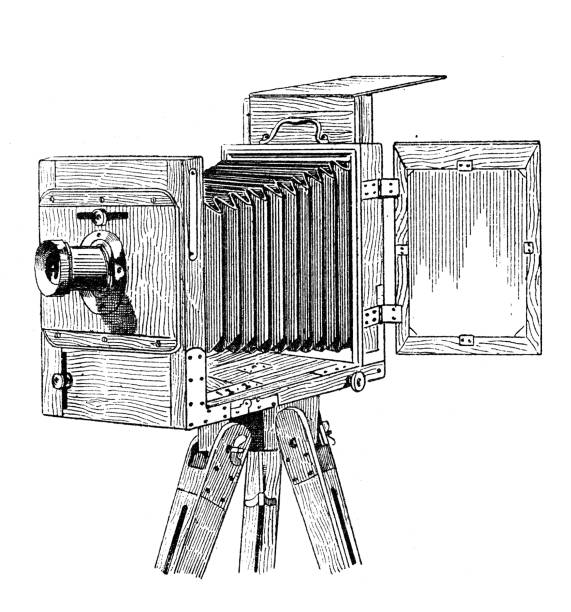 antike illustration: kamera - victorian style engraving engraved image photography stock-grafiken, -clipart, -cartoons und -symbole