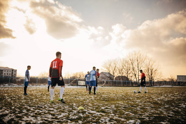 istock Soccer match on winter day 1359976187
