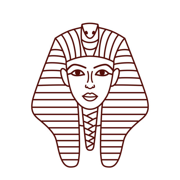 illustrazioni stock, clip art, cartoni animati e icone di tendenza di maschera vettoriale tutankhamon in stile contorno - pharaoh