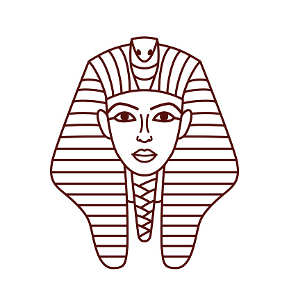 Icon of egyptian burial tutankhamen mask, coloring book for children