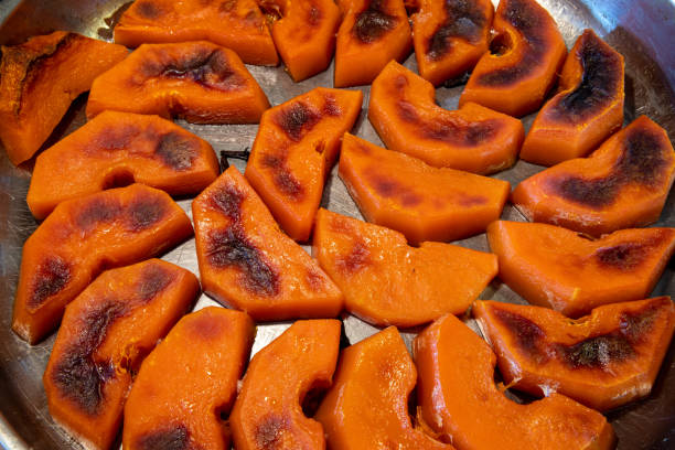 Freshly roasted pumpkin stock photo