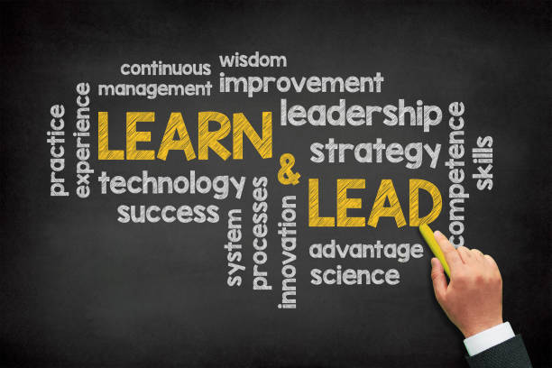 istock Learn and Lead concept with a male hand writing on chalkboard 1359979294