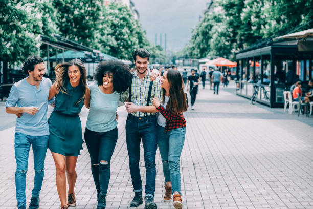Group of Millennials enjoying being together