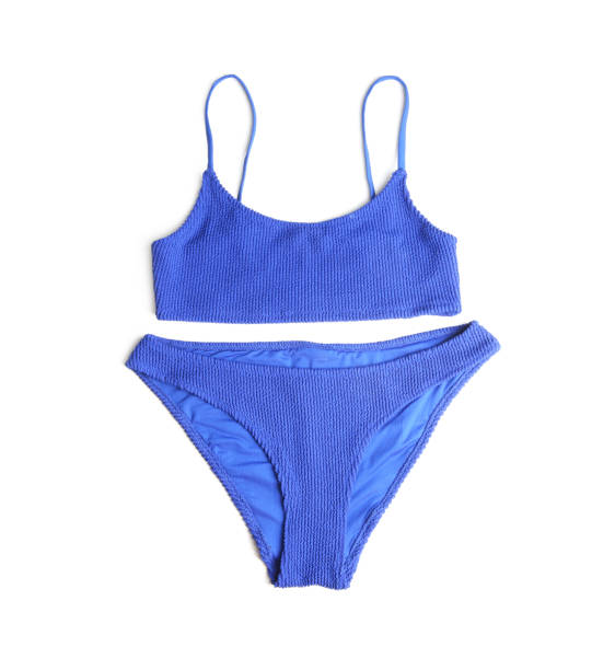 istock Blue swimsuit on white background. Beach accessory 1359981197