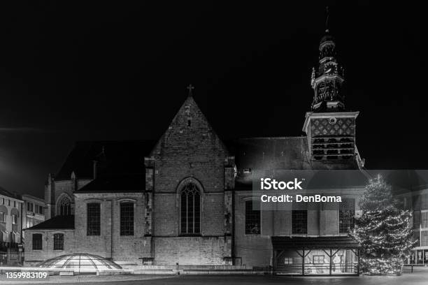 The Church Zottegem Stock Photo - Download Image Now - Architecture, Black And White, Building Exterior